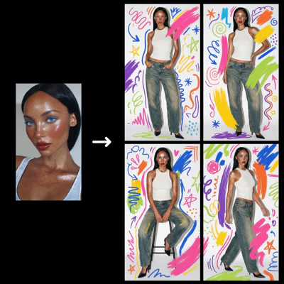 ComfyUI workflow template: Selfie + Text Prompt to Studio Photoshoot Doodle