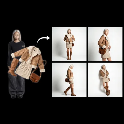 ComfyUI workflow template: Character + Clothing (OOTD) Flat Lay to Studio Photoshoot